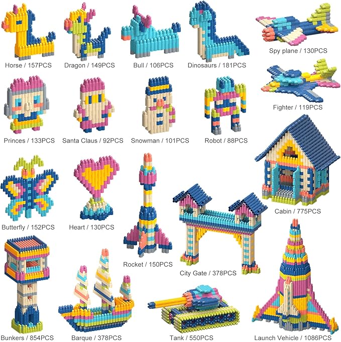 Tigerhu Kids 1120pcs Building Blocks Set Educational STEM Building Toy, Construction Block Toys Set Learning Playset Kit for Boys Girls, Child Brain Development Preschool Kindergarten Toy Age 3+