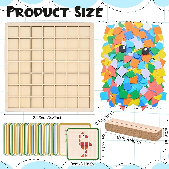 Soulchen 130 Pcs Wooden Matching Puzzle for Elderly Dementia, Colorful Shape Memory Building Blocks, Occupational Therapy Activities for Alzheimers Patients, Senior Care Gift Nursing Home Thanksgiving