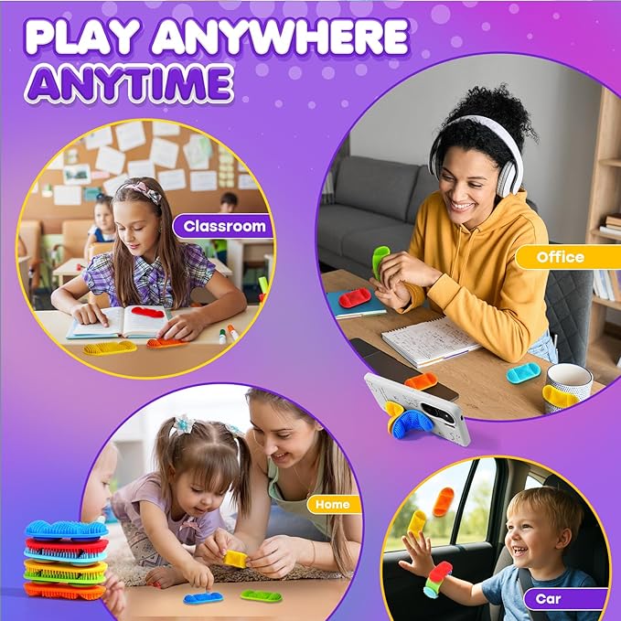 LESONG Fidget Sensory Toys for Kids: Layered Bristle Tactile Toys with Suction Cup for Autism Kids - Sensory Items for Desk Classroom - Fidgets for Students Calming Focus 6 Pack