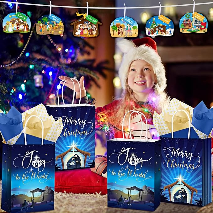 36 Pack Make a Nativity Scene Christmas Nativity Craft Kits Nativity Scene Hanging Ornaments Religious Christian Craft Kits for Holy Night Christian Religious Party Supplies 6 Styles