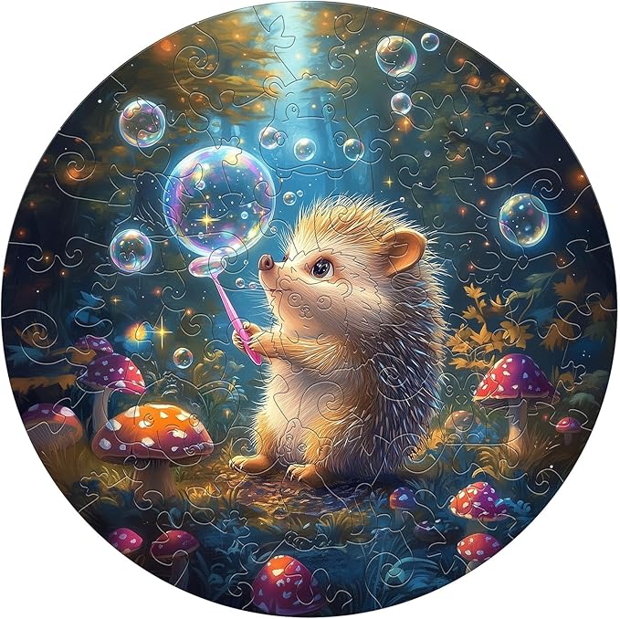 Wooden Puzzles for Kids Ages 4-6 - Bubble Hedgehog 50 Pieces Children Puzzles - Large Pieces Kids Puzzle with Unique Shapes - Educational Puzzles Toys for Boys and Girls (11.4 * 11.4 in)