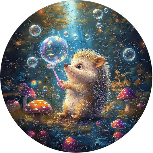 Wooden Puzzles for Kids Ages 4-6 - Bubble Hedgehog 50 Pieces Children Puzzles - Large Pieces Kids Puzzle with Unique Shapes - Educational Puzzles Toys for Boys and Girls (11.4 * 11.4 in)