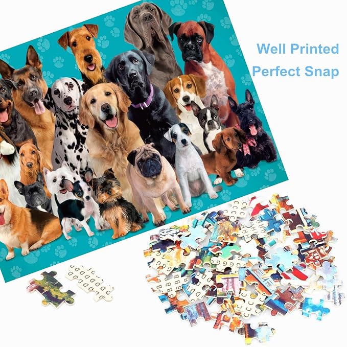 500 Piece Puzzles for Adults Pet Dogs 20.5 x 15 Inch 500 Piece Jigsaw Puzzles for Kids Adults Puzzles 500 Pieces for Adults Holiday Educational Challenge Toy