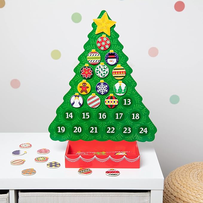 Melissa & Doug Wooden Advent Calendar - Magnetic Christmas Tree, 25 Magnets