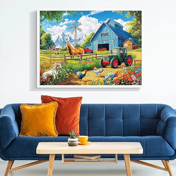 300 Pieces Puzzles for Adults,Farm Animals Puzzles for Adults,Large Piece Puzzle for Seniors,Fun Horse Jigsaw Puzzles,Puzzle for Kids Ages 8-10,Challenging Family Game,Holiday Party Gift,20.5 x 15 in