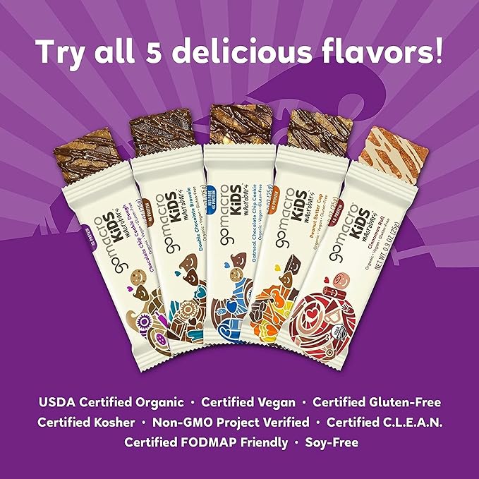 GoMacro Kids MacroBar – 5 Flavor Assortment - (0.90 Ounce Bars, 28 Count)