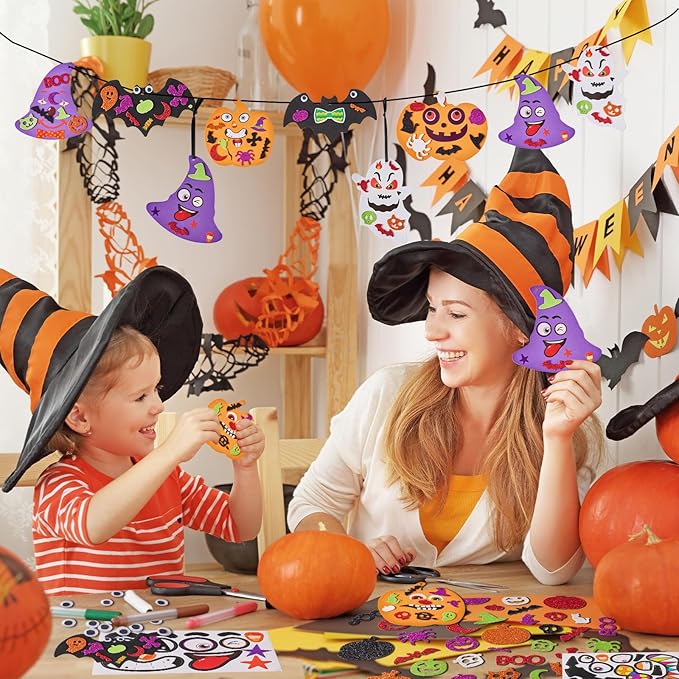 448 PCS Halloween Crafts - Foam Stickers Pumpkins, Ghosts, Bats & Witches Hat Decorations DIY Craft Kit for Party Favors & Activities