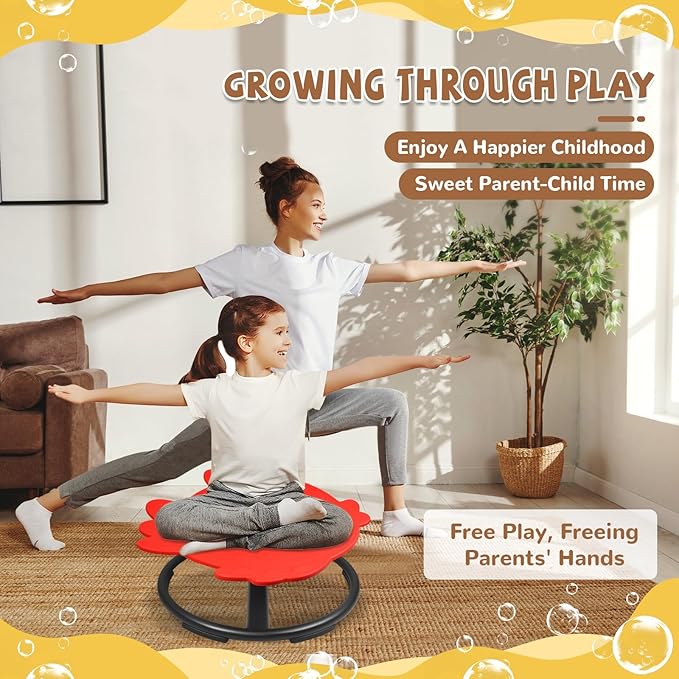 Zhenx Spinning Chair for Autistic Kids, Fish Shape Kids Sensory Swivel Chair, Sensory Spinner Seat for Toddlers with Autism & ADHD Children, Sit and Spin Training Body Coordination (Red)