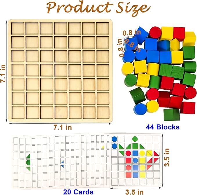 Activities for Dementia Patients, 44 Blocks Wooden Puzzle Games for Seniors, Colorful Shape Pattern Alzheimers Products for Elderly, Tile Color Matching Memory Cognitive Busy Board Gadgets Gifts