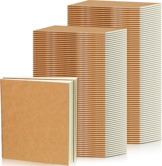 Thenshop 150 Pack Mini Notebooks Bulk Small Notepad Unlined Journals Pocket Blank Sketchbooks Kids Students Gifts Back to School Supplies 4 x 4 Inch 24 Sheets(Kraft)