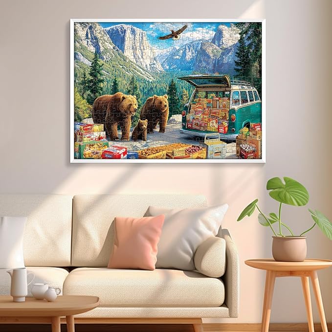 300 Pieces Puzzle for Adults, Wild Bear Family Puzzles for Adults 300 Pieces, Mountain and Forest Scenery Jigsaw Puzzles 300 Piece, Family Challenging Puzzle Game Great Gift Idea 20.5 * 15 in