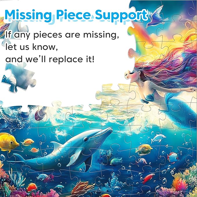 4 Packs 100 Piece Puzzles for Kids Ages 6-8 8-10, Mermaid Unicorn Puzzle for Girls 4-6 Years Old Educational 100 Piece Large Jigsaw Puzzles, Kids Puzzles 4-6 Toys Gifts for Girls Boys
