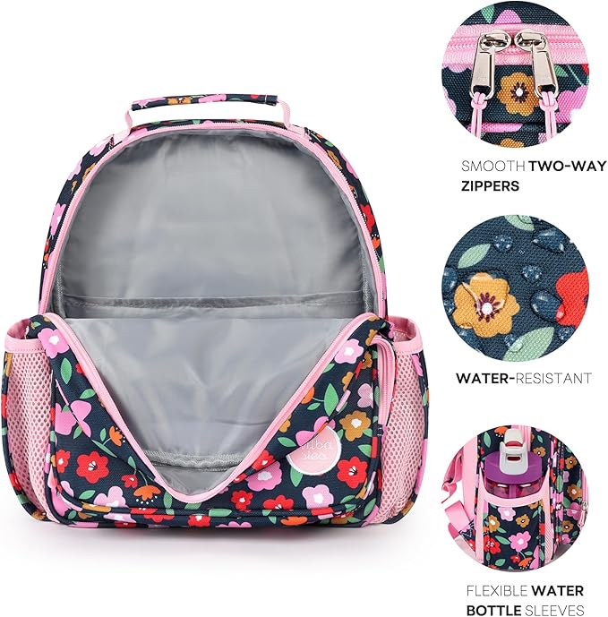 mibasies Toddler Backpack for Girls 2-4: Preschool Kindergarten Backpack - Cute Kids Backpacks for Girls - Flower