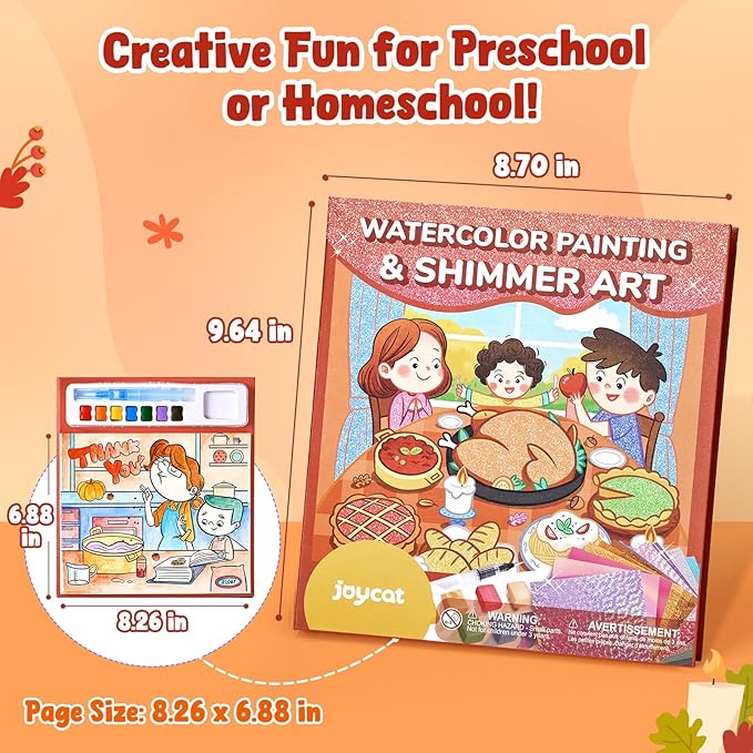 JoyCat Paint with Water Coloring Books, Art & Craft Activity, Princess No Mess Art for Kids Ages 4-8, Craft Kits & Supplies, DIY Creative Activity, Presents for Girls & Boys (Thanksgiving)