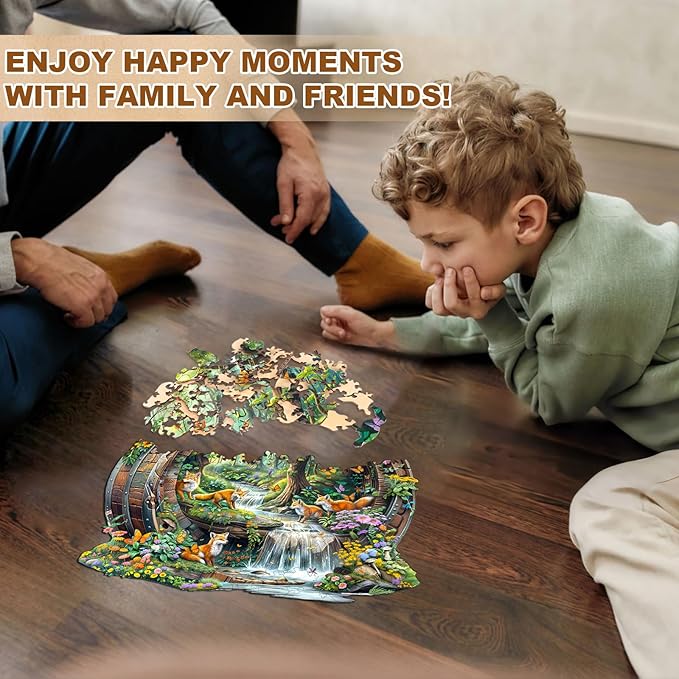 Wooden Puzzles for Adults, Fox Wooden Jigsaw Puzzle for Adults, 100 Piece Unique Animal Shape Wood Puzzles Adult, Birthday Party Gifts for Friends & Family Leisure Time Game Home Decor (S-8.5*8.1in)