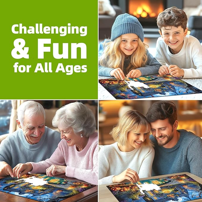 Halloween Haunted House Jigsaw Puzzle 1000 Pieces for Adults Spooky Horror Night Scene Ghosts Challenging Gothic Scary House Puzzle for Game Night & Home Decor(27.6"x19.7")