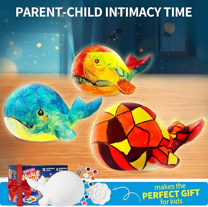 Paint Your Own Whales Lamp Kit - Art Supplies Arts & Crafts Kit, Painting Kit for Kids Ages 6-12, Arts and Crafts for Kids Ages 8-12, Christmas Birthday Gifts for Girls Boys Age 5 6 7 8 9 10 11 12+