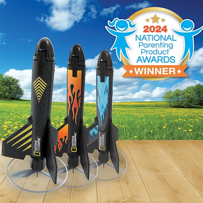 National Geographic Rocket Launcher - Motorized Air Rocket Toy, Launch up to 200 ft, Outdoor Toys & Model Rockets, Gifts for Kids Ages 8-12, Space Toys