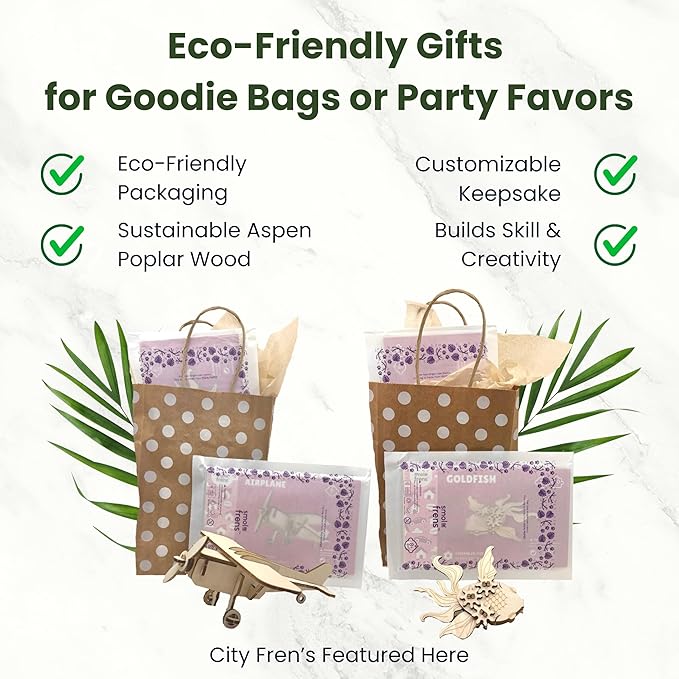 Wooden Animal Puzzles for Ages 8+, 5 Pack 3D Wooden Puzzles, STEM Kits for Kids & Adults, Wood Crafts Model Kits, STEM Toys, DIY Art Projects, Educational Gifts Toys, Party Favors - City Frens