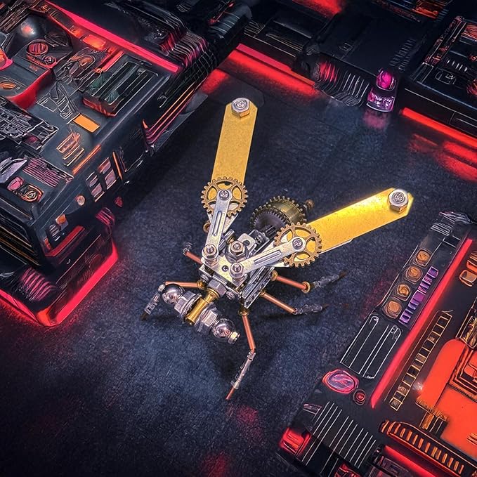 Steampunk Metal Insect Bug Mechanical Steampunk Sculpture Steampunk Mechanical Insect Clockwork 3D Steampunk Metal Puzzle Kits for Adults (Mechanical Fly A)