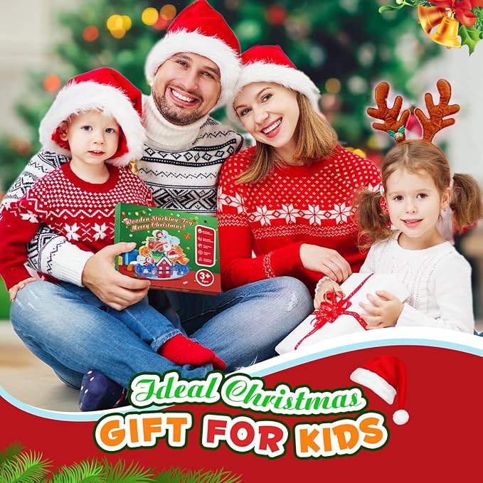 Christmas Birthday Gifts Stacking Toys for Kids 3-10 Stocking Stuffers for 4 5 6 7 8 9 10 Year Old Grandkids Girls Boys Wooden Blocks Toy Balance Competition Game for Kid Ages 5-7