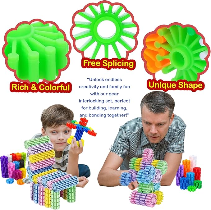 STEM Building Blocks Toys for Kids – Educational and Safe Gear Interlocking Construction Playset – Develop Creativity and Problem-Solving Skills