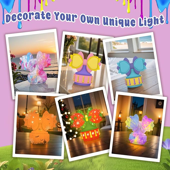 ASIOWELY Paint Your Own Butterfly Knot Lamp Kits,Arts and Crafts Supplies for Kids Toys Ages 4-6-8,DIY Art Night Light Painting for Girls Ages 5-10,Birthday Gifts for 3-12+ Year Old Toddler Teen Adult