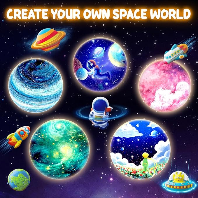 Goody King Paint Your Own Moon Lamp Kit, DIY 3D Space Moon Night Light, Crafts for Teens Girls Boys, Arts & Crafts for Kids Ages 8-12, Art Supplies Christmas Craft Birthday Gift for Kids Ages 3+