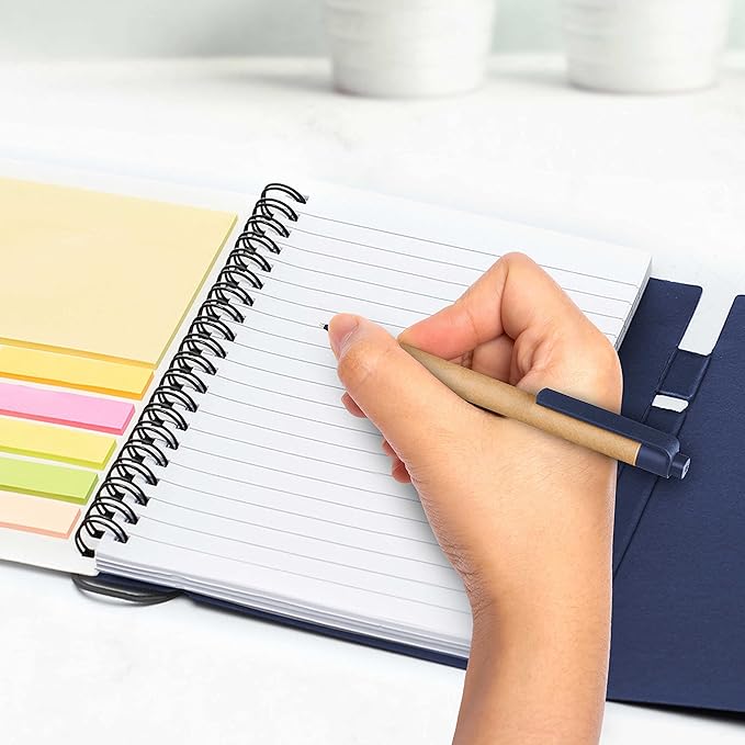DISCOUNT PROMOS Spiral Notebooks with Elastic Closure Set of 10, Bulk Pack - Perfect for School, Office, Business and More - Navy Blue