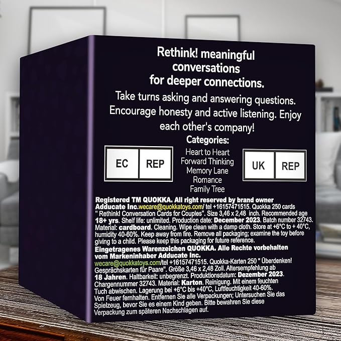 QUOKKA Conversation Cards Game - Couples Edition | Premium Version | Relationship Connection - Great Board Game for Married Husband & Wife
