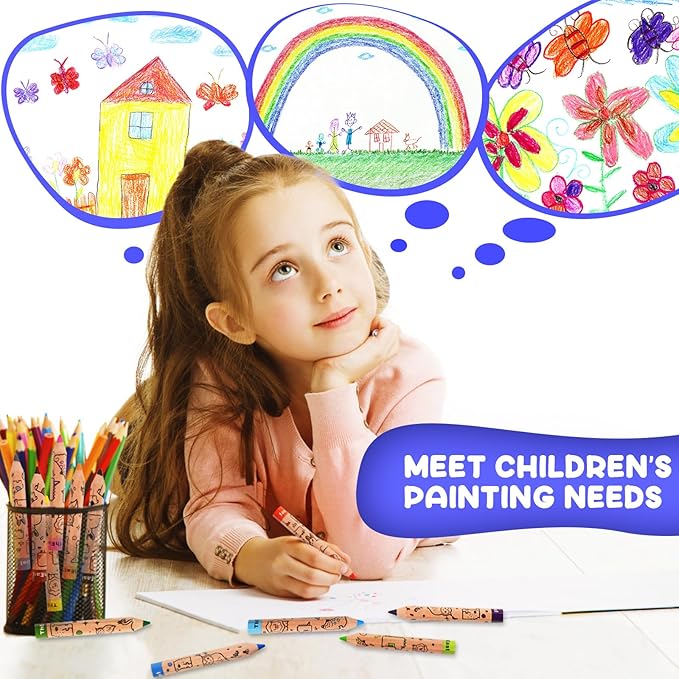 ThEast 12 Short Colored Pencils for Kids, Cute Animal Toddlers Crayons Color Pencil with Sharpener, Preschool Party Favors, Pre-Sharpened(Pack of 1)