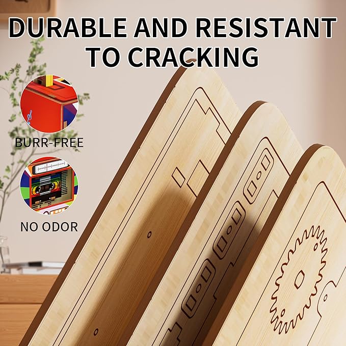 3D Puzzle Vintage Radio, DIY Assembly Model with FM Radio Function, Wood Construction, (Red)