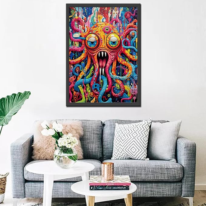 Underwater World 1000 Piece Jigsaw Puzzles for Adults Graffitic Octopus Painting Jigsaw Puzzle Undersea Sealife 1000 Pieces Puzzles Game Home Wall Decor DIY Craft Cartoon Animal Puzzle Art(Colorful)