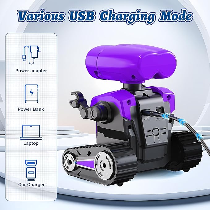 Robot Toys for Boys Girls with Auto-Demonstration Robots for Kids Remote Control Rechargeable Emo Robot with LED Eyes Age 3 Years and Up Purple