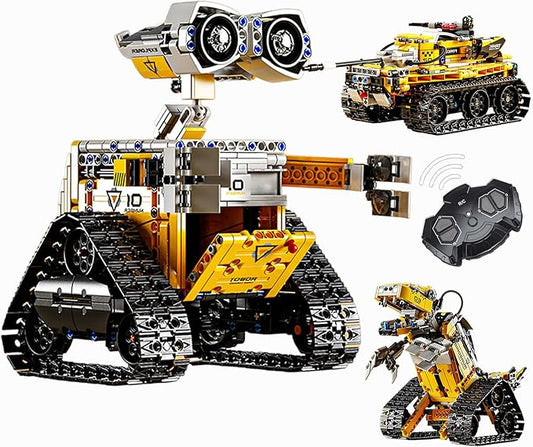 Robot Building Set with Remote Control, Tracked RC Robotics Building Toys Kit, 3 in 1 Models | Wall Robot/Mech Dinosaur/Military Tank Assembly Toy for Kids and Adults (632pcs)