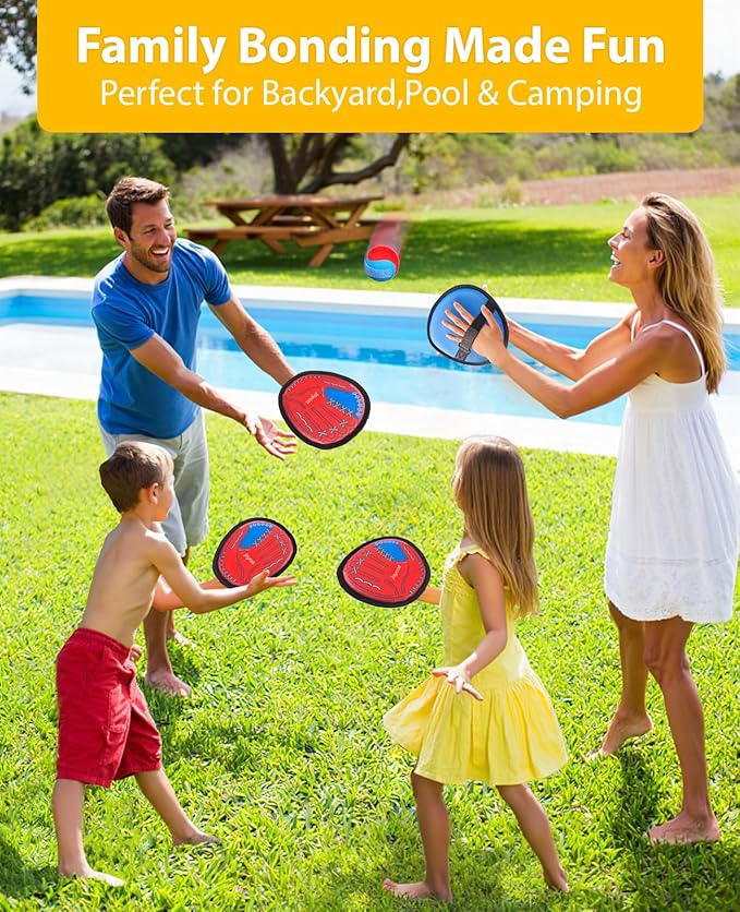 JoyCat Toss and Catch Ball Game Set,Toddler Baseball Glove,Beach Pool Yard Camping Games,Kids Sports & Outdoor Play Toys for Family,Outside Toys for 3 4 5 6 7 8 9 10+Year Old Boys Girls Birthday Gifts