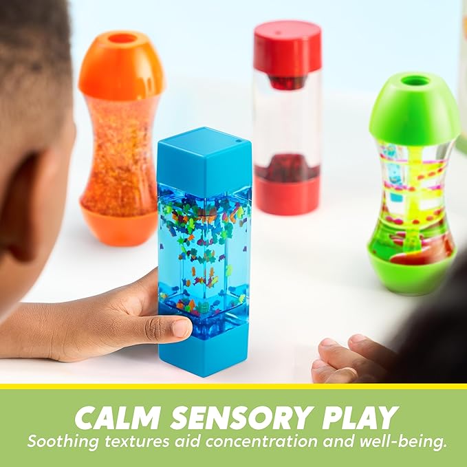 JOYIN 4-Pack Fidget Tubes for Kids, Sensory Tubes, Stress Relief Toy, Speech Therapy Materials, Calming Toys for Children with Autism, Calm Down Corner Classroom Supplies, School Gifts for Toddlers