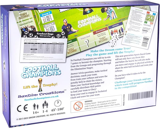 Football Champions Board Game - Family Board Games for Kids and Adults - Soccer Strategy Board Game Ages 14+ - Sports Trivia Game for 1-4 Players - Limited 2023 Cup Edition - by SanDim Creations