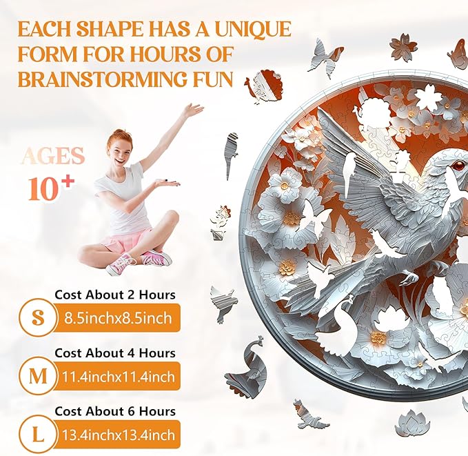 Wooden Puzzles for Adults, Wooden Jigsaw Puzzles for Adults Kids, 3D Paper Hummingbird Unique Shaped Wood Puzzles Adult, Creative Birthday Gifts for Friends Family Game (8.5 * 8.5in 100pcs)
