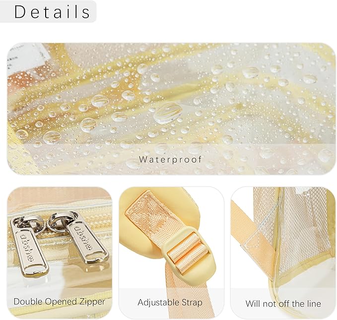 abshoo Large Clear Backpack For Girls Women School Bookbag Heavy Duty Transparent Backpack (Light Yellow)