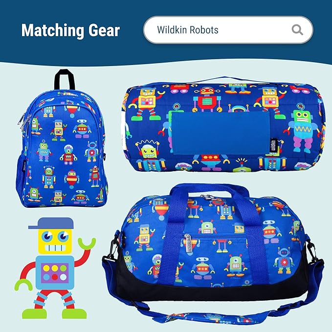 Wildkin Kids Insulated Lunch Box – Durable and Reusable for School & Travel - Robots