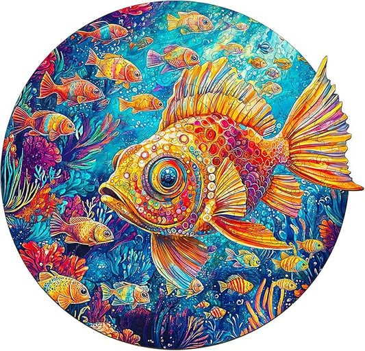 Wooden Puzzles for Adults, Wooden Jigsaw Puzzles for Adults Kids, Fish Just Keep Swimming Unique Shaped Wood Puzzles Adult, Creative Birthday Gifts for Friends Family Game(11.4 * 10.9in 180pcs)