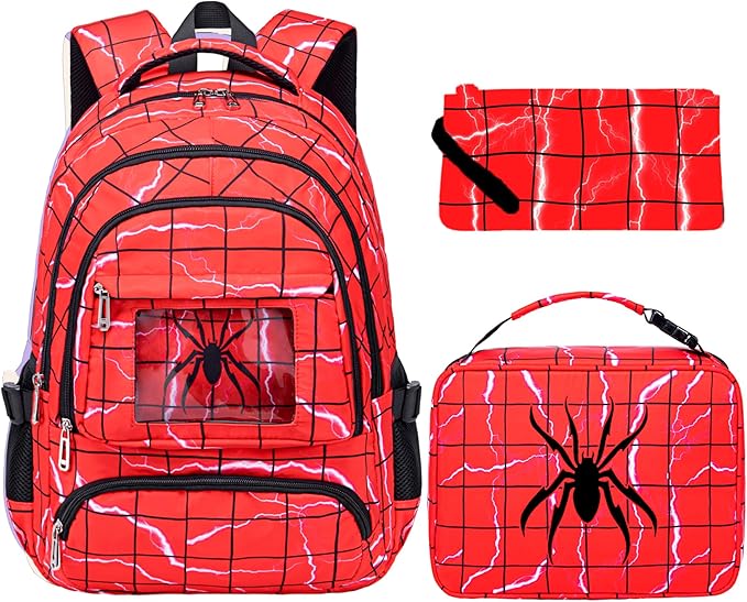 FunnyGifts Kids Backpacks with Lunch Box for Boys School Bookbag with Lunch Bag for Elementary Kindergarten Preschool Backpacks Mochila Para Niños 4 5 6 7 8 9 10 11 12