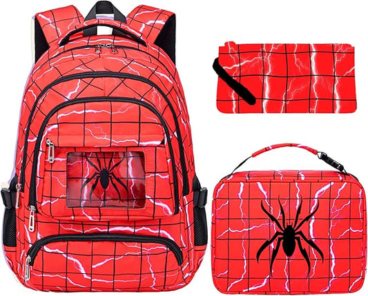 FunnyGifts Kids Backpacks with Lunch Box for Boys School Bookbag with Lunch Bag for Elementary Kindergarten Preschool Backpacks Mochila Para Niños 4 5 6 7 8 9 10 11 12