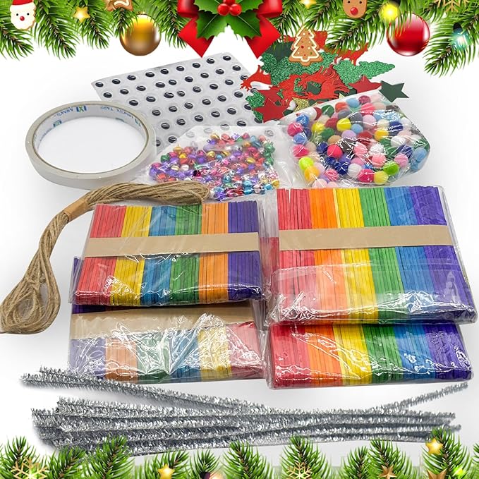 Cinrobiye Christmas Snowman DIY Craft Kit Craft Stick Christmas Tree Hanging Ornaments Hanging for Winter Christmas Party Favor Children Fun Home Classroom Activities Project