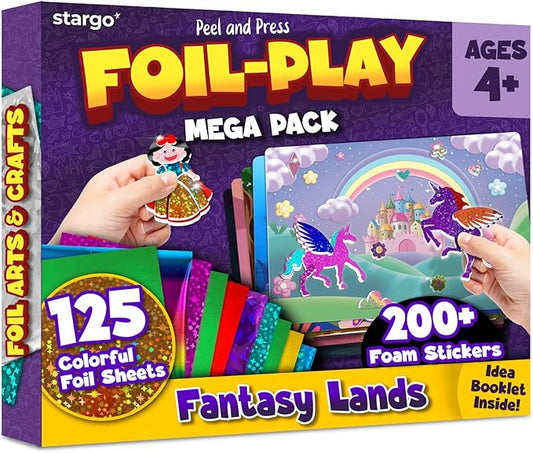 Foil Creative Art Kit for Kids, Fun Craft Set with Triple-Layer 3D Stickers & Foil Sheets – Creative Arts & Crafts for Birthday Party, Girls, Boys DIY Activity, Travel Toys, Gifts for Ages 4 5 6 7 8 9