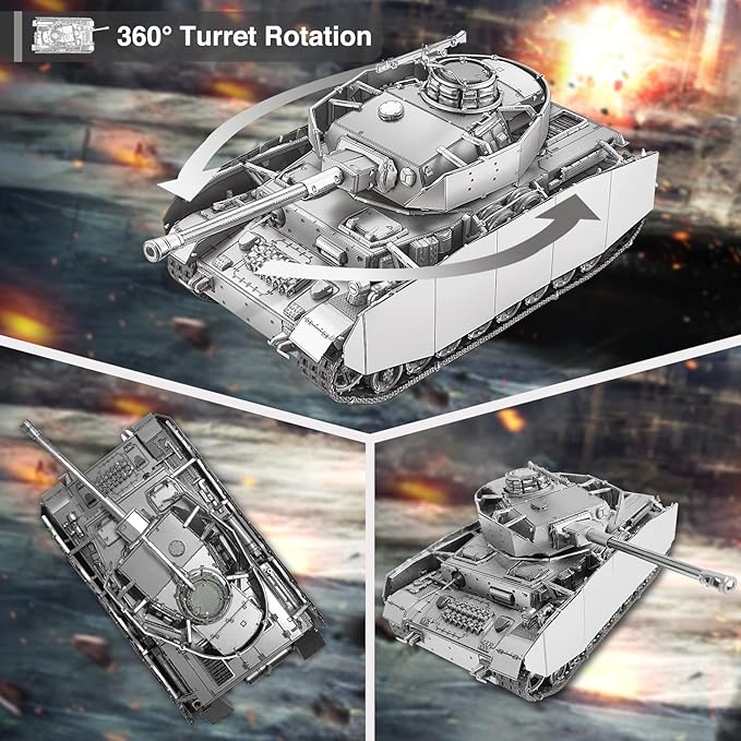 Piececool Metal 3D Puzzles for Adults, Germany Panzer IV Tanks Model Building Kits (1:48 Scale), DIY Assembling Arts and Crafts, Best Christmas Birthday Gifts