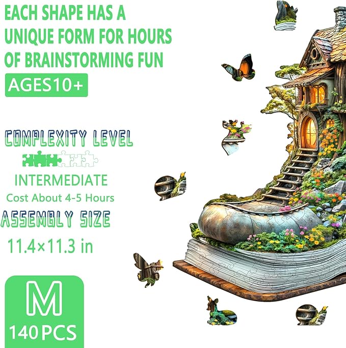 Wooden Puzzles for Adults, Treehouse Dream Wooden Jigsaw Puzzle for Adults, Wood Puzzles Adult, Unique Shape Puzzle, Fun Gifts for Friends & Family, Home Decor(M -11.4 * 11.1in-140 pcs)