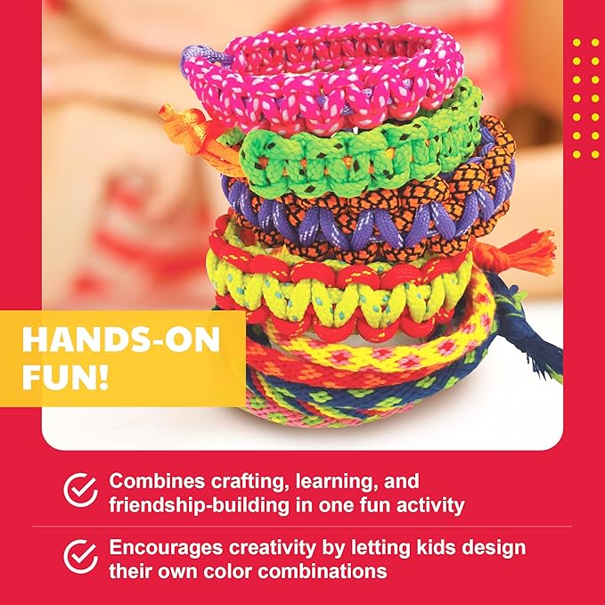 KidzMaker - Friendship Bracelets - DIY Craft Kit for Kids - Create Unique Friendship Bracelet Making KIT with Various Designs and Styles - Includes Braiding Tools, Threads, and Beads for Bracelets