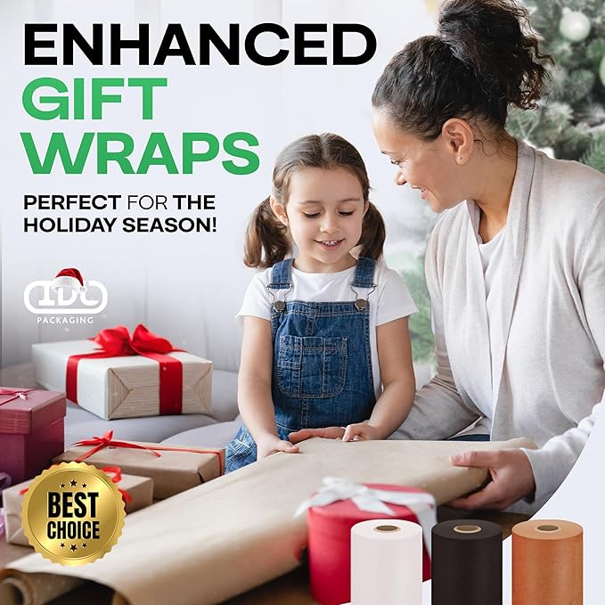 Black Paper Roll 18" x 2160" (180 feet) - USA-Made Black Kraft Paper 50lb Thickness - Ideal for Wrapping, Packing, Moving, Shipping, and Arts & Crafts - 100% Recycled Natural Material by IDL Packaging